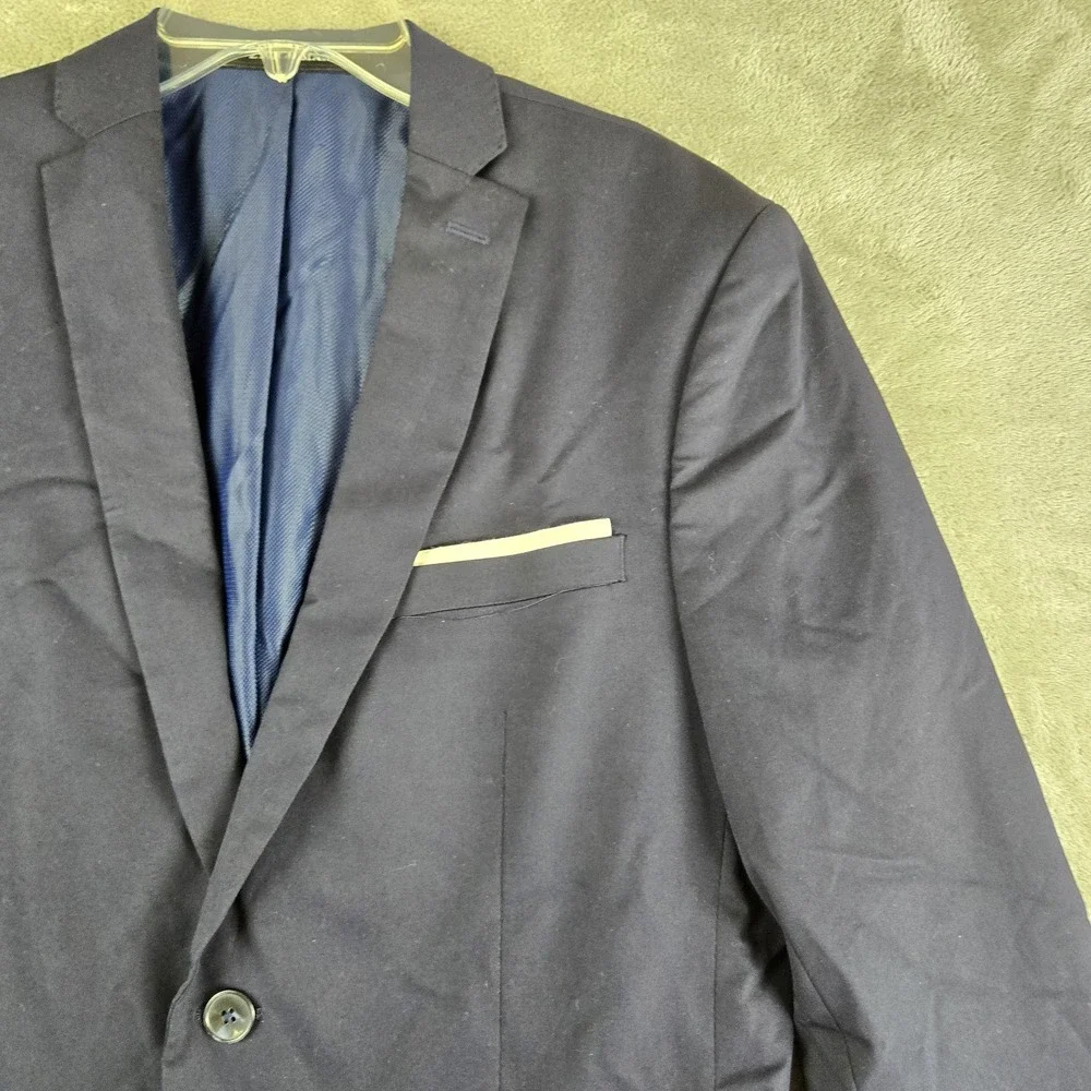 Zara Blazer Jacket Mens 38 Navy Blue Stretchy 2 Buttons Modern Cocktail Career